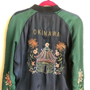 Zara L reversible Okinawa green and blue bomber